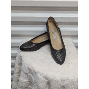 Vintage Trotters Size 7M Brown & Black Woven Small Block Heels Preppy Workwear